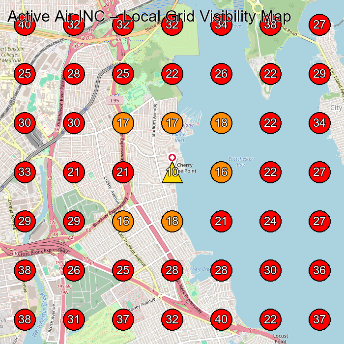 Active Air INC GeoGrid visibility map for Hvac Contractor in Bronx